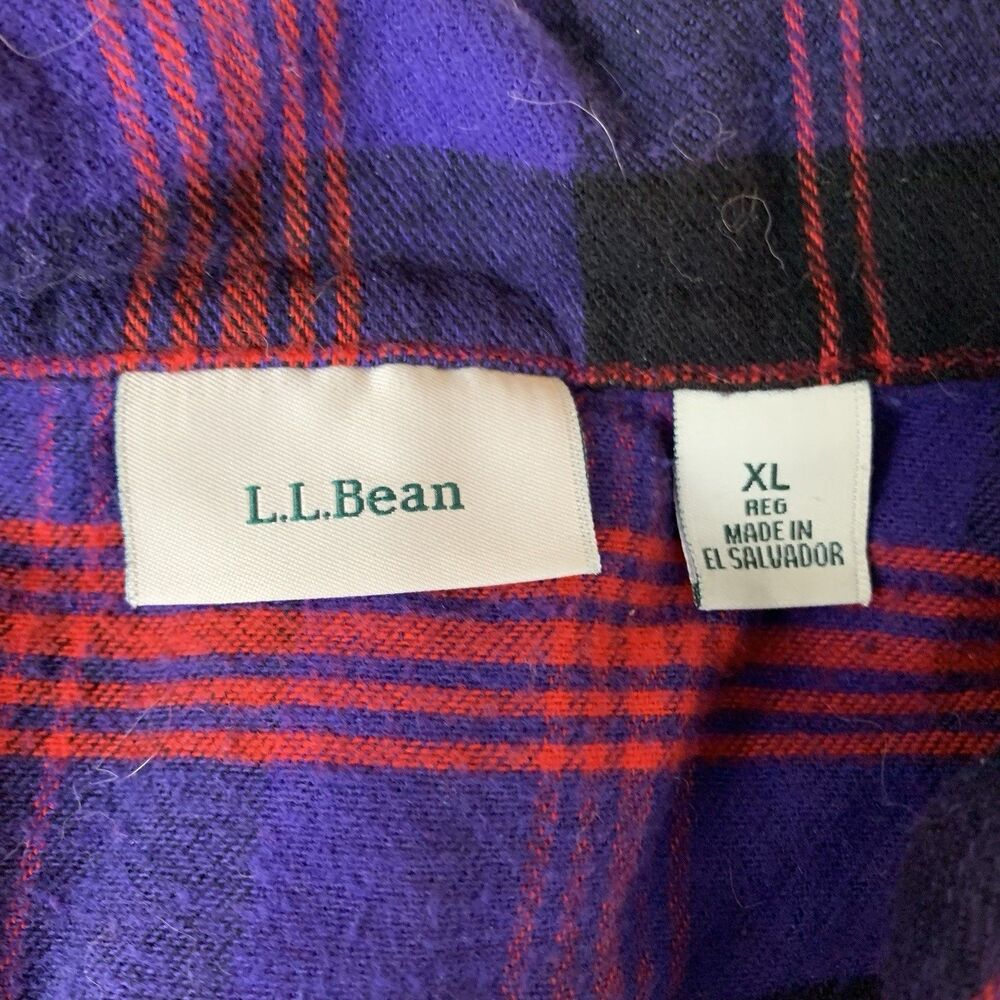 LL Bean Pajama Set Women XL Purple Plaid Flannel Comfy Cozy Cabin Sleep - Picture 4 of 10